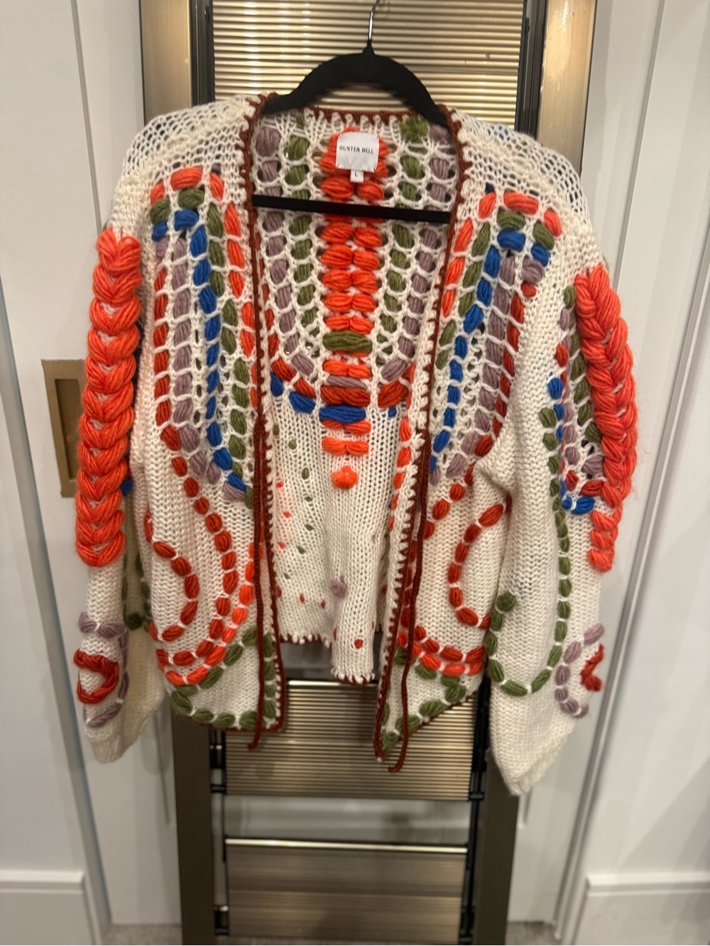 Hunter Bell White Crochet Multicolor Tie-Front Sweater - Picture 3 of 4